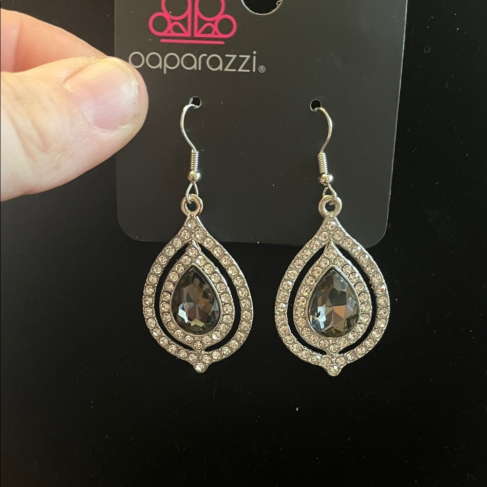 Paparazzi Glamorous Silver Teardrop Earrings